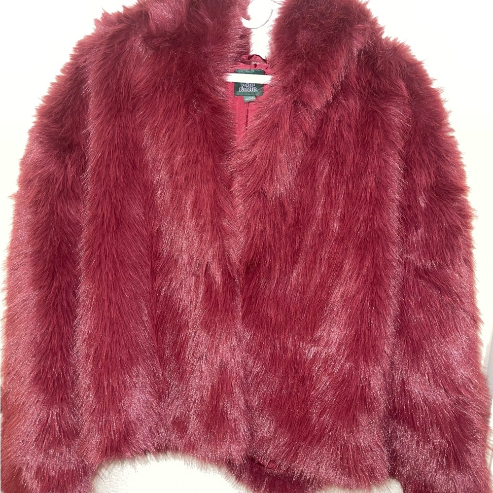 wild fable Wine Red Faux Fur Teddy Jacket